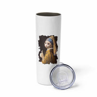 Funny Cat With A Pearl Earring Parody Art Skinny Tumbler