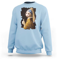 Funny Cat With A Pearl Earring Parody Art Sweatshirt - Wonder Print Shop