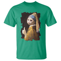 Funny Cat With A Pearl Earring Parody Art T Shirt - Wonder Print Shop