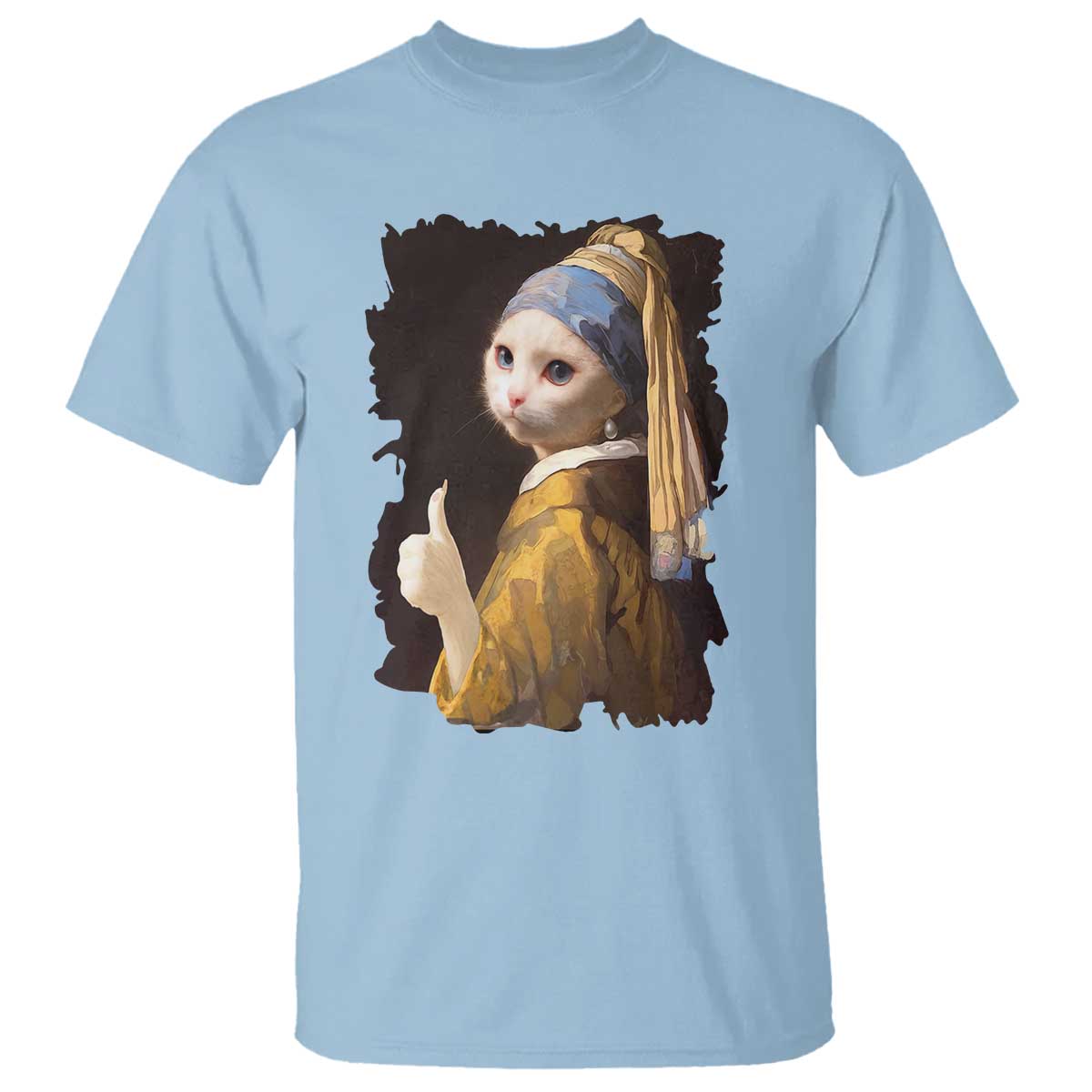 Funny Cat With A Pearl Earring Parody Art T Shirt - Wonder Print Shop
