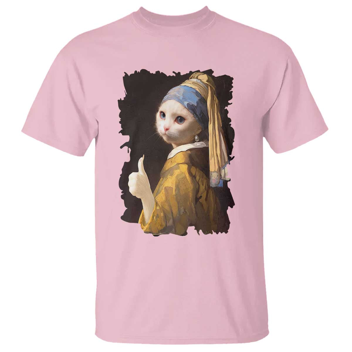 Funny Cat With A Pearl Earring Parody Art T Shirt - Wonder Print Shop