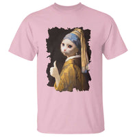 Funny Cat With A Pearl Earring Parody Art T Shirt - Wonder Print Shop