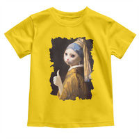 Funny Cat With A Pearl Earring Parody Art Toddler T Shirt - Wonder Print Shop