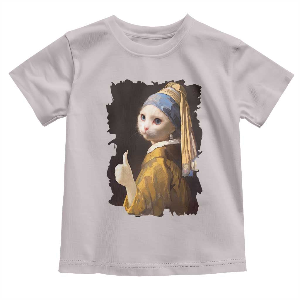 Funny Cat With A Pearl Earring Parody Art Toddler T Shirt - Wonder Print Shop