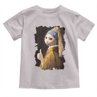 Funny Cat With A Pearl Earring Parody Art Toddler T Shirt - Wonder Print Shop
