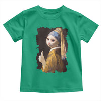 Funny Cat With A Pearl Earring Parody Art Toddler T Shirt - Wonder Print Shop
