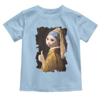 Funny Cat With A Pearl Earring Parody Art Toddler T Shirt - Wonder Print Shop