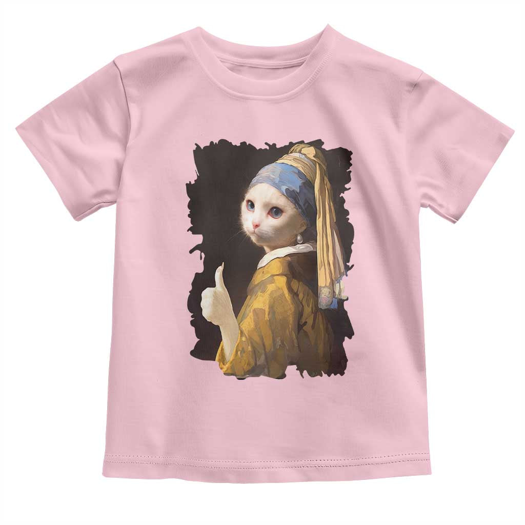 Funny Cat With A Pearl Earring Parody Art Toddler T Shirt - Wonder Print Shop
