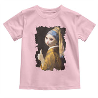 Funny Cat With A Pearl Earring Parody Art Toddler T Shirt - Wonder Print Shop