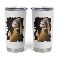 Funny Cat With A Pearl Earring Parody Art Tumbler Cup