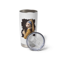 Funny Cat With A Pearl Earring Parody Art Tumbler Cup