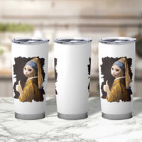 Funny Cat With A Pearl Earring Parody Art Tumbler Cup
