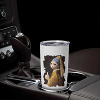 Funny Cat With A Pearl Earring Parody Art Tumbler Cup