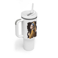 Funny Cat With A Pearl Earring Parody Art Tumbler With Handle