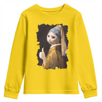 Funny Cat With A Pearl Earring Parody Art Youth Sweatshirt - Wonder Print Shop