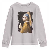Funny Cat With A Pearl Earring Parody Art Youth Sweatshirt - Wonder Print Shop
