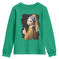 Funny Cat With A Pearl Earring Parody Art Youth Sweatshirt - Wonder Print Shop