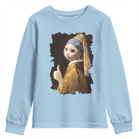 Funny Cat With A Pearl Earring Parody Art Youth Sweatshirt - Wonder Print Shop