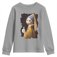 Funny Cat With A Pearl Earring Parody Art Youth Sweatshirt - Wonder Print Shop