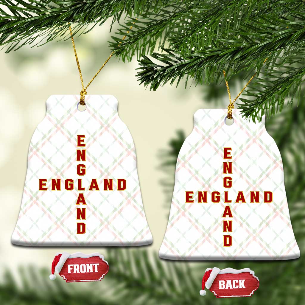 England Pride Cross Shape Typography Graphic Ceramic Ornament