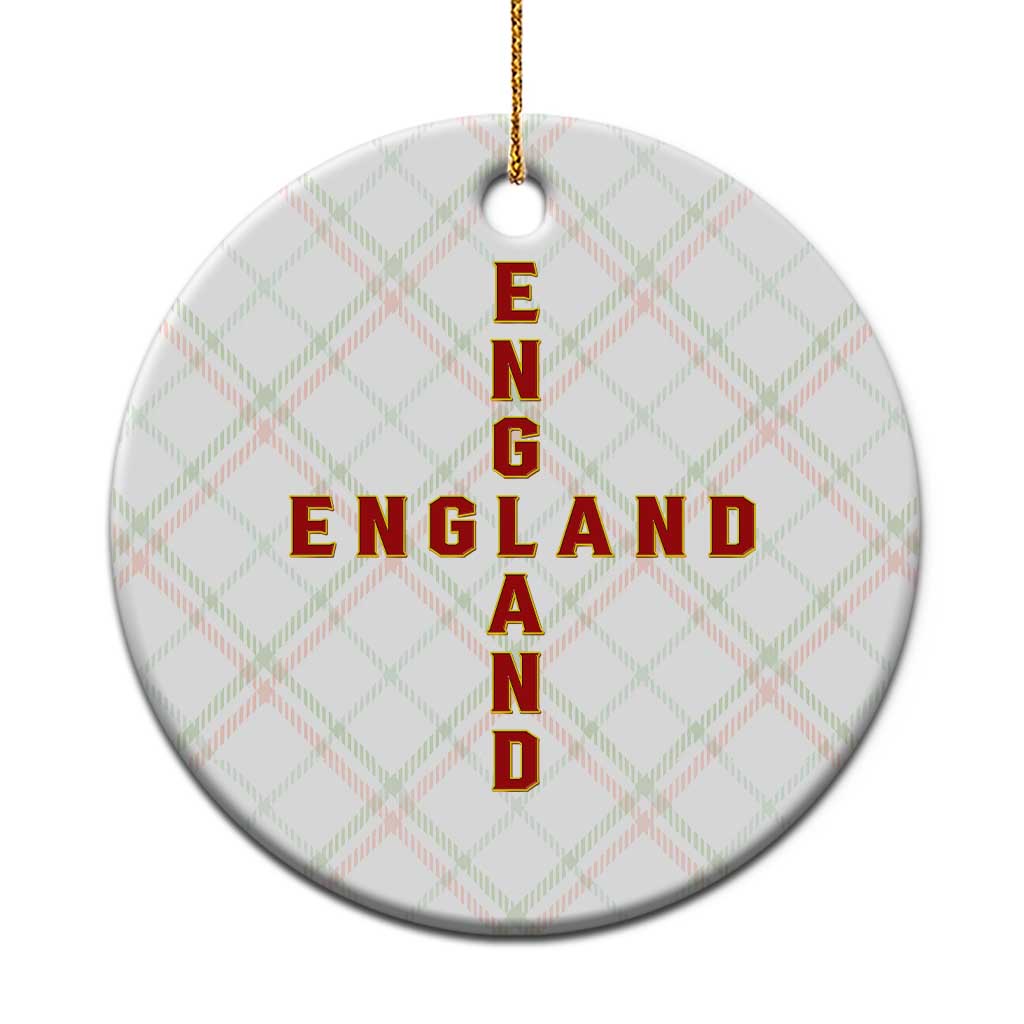 England Pride Cross Shape Typography Graphic Ceramic Ornament