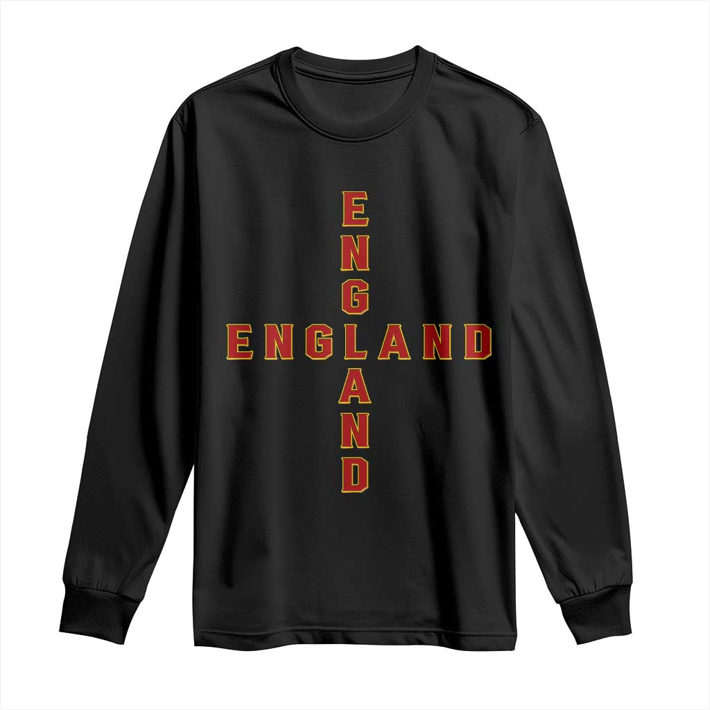 England Pride Cross Shape Typography Graphic Long Sleeve Shirt