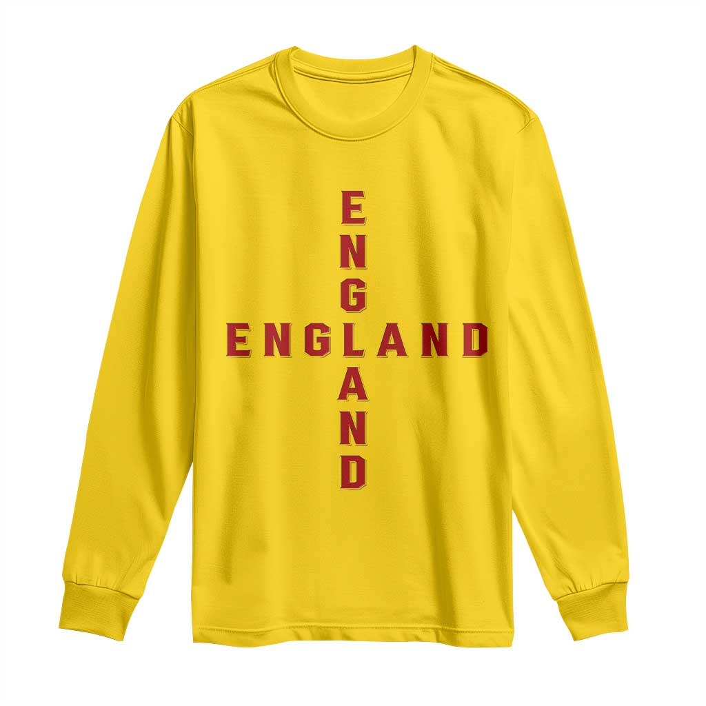 England Pride Cross Shape Typography Graphic Long Sleeve Shirt
