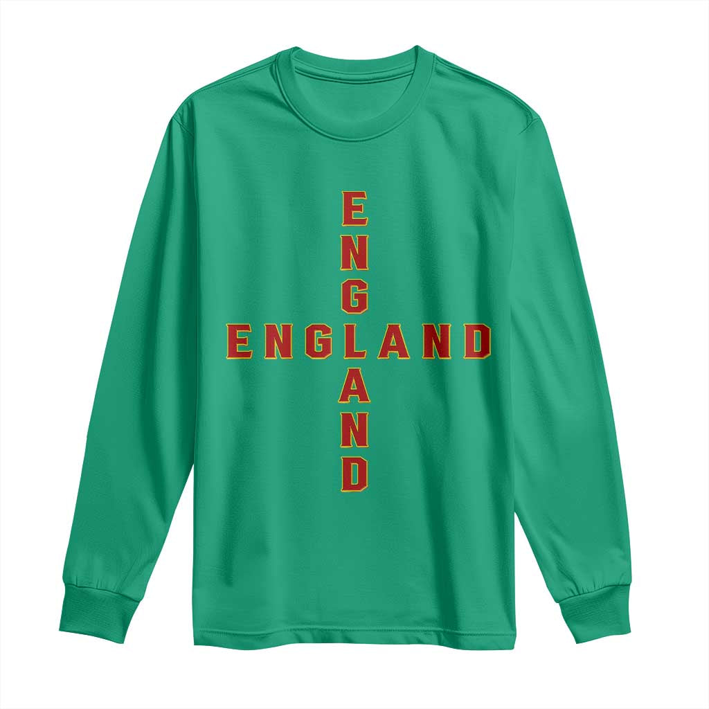 England Pride Cross Shape Typography Graphic Long Sleeve Shirt