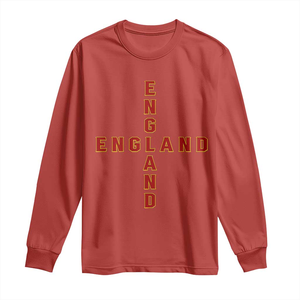 England Pride Cross Shape Typography Graphic Long Sleeve Shirt