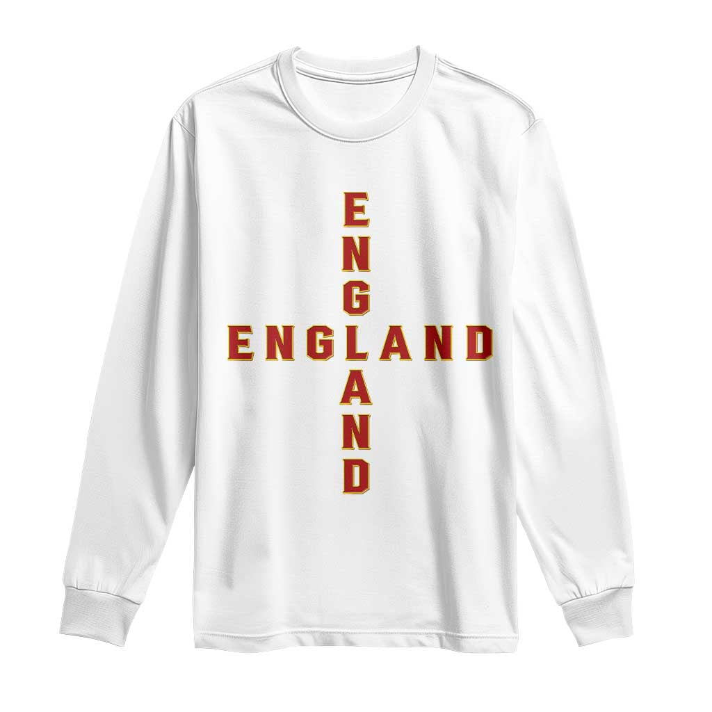 England Pride Cross Shape Typography Graphic Long Sleeve Shirt