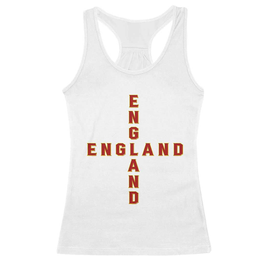 England Pride Cross Shape Typography Graphic Racerback Tank Top