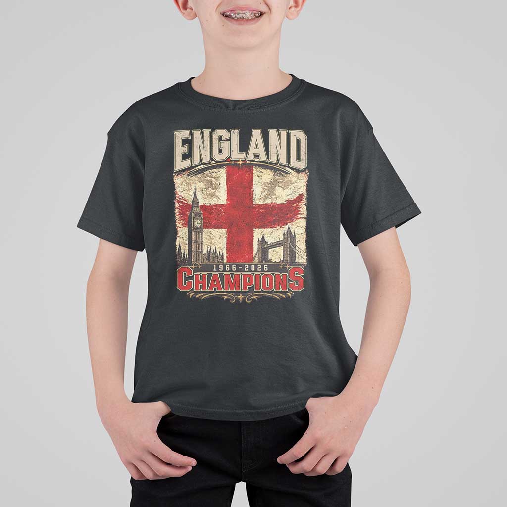 Vintage England Champions T Shirt For Kid Proud Football Fan Heritage