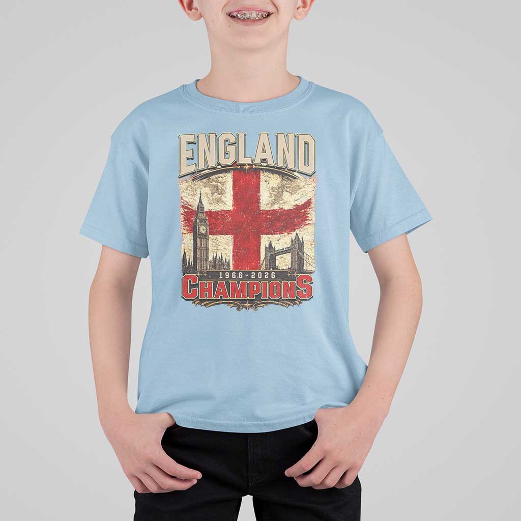 Vintage England Champions T Shirt For Kid Proud Football Fan Heritage