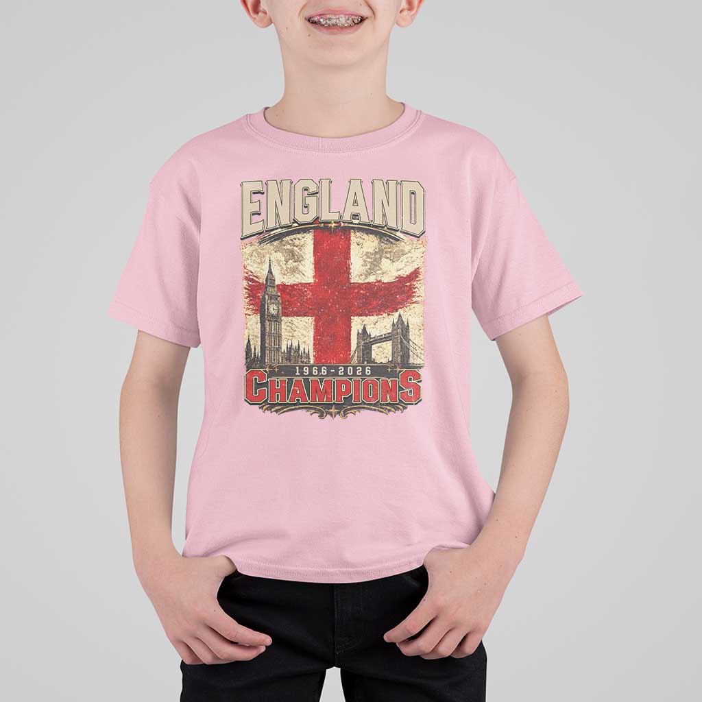 Vintage England Champions T Shirt For Kid Proud Football Fan Heritage