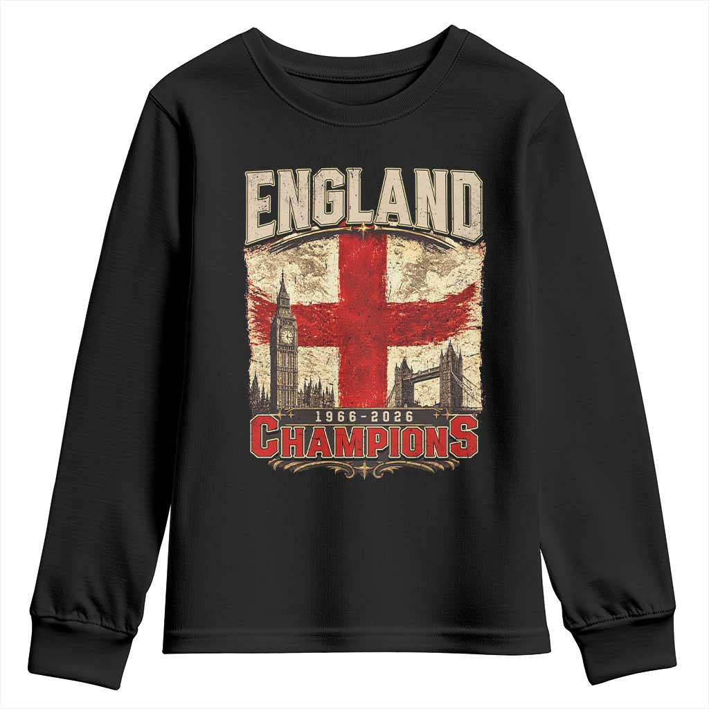 Vintage England Champions Youth Sweatshirt Proud Football Fan Heritage