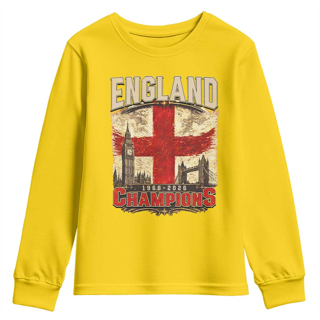 Vintage England Champions Youth Sweatshirt Proud Football Fan Heritage