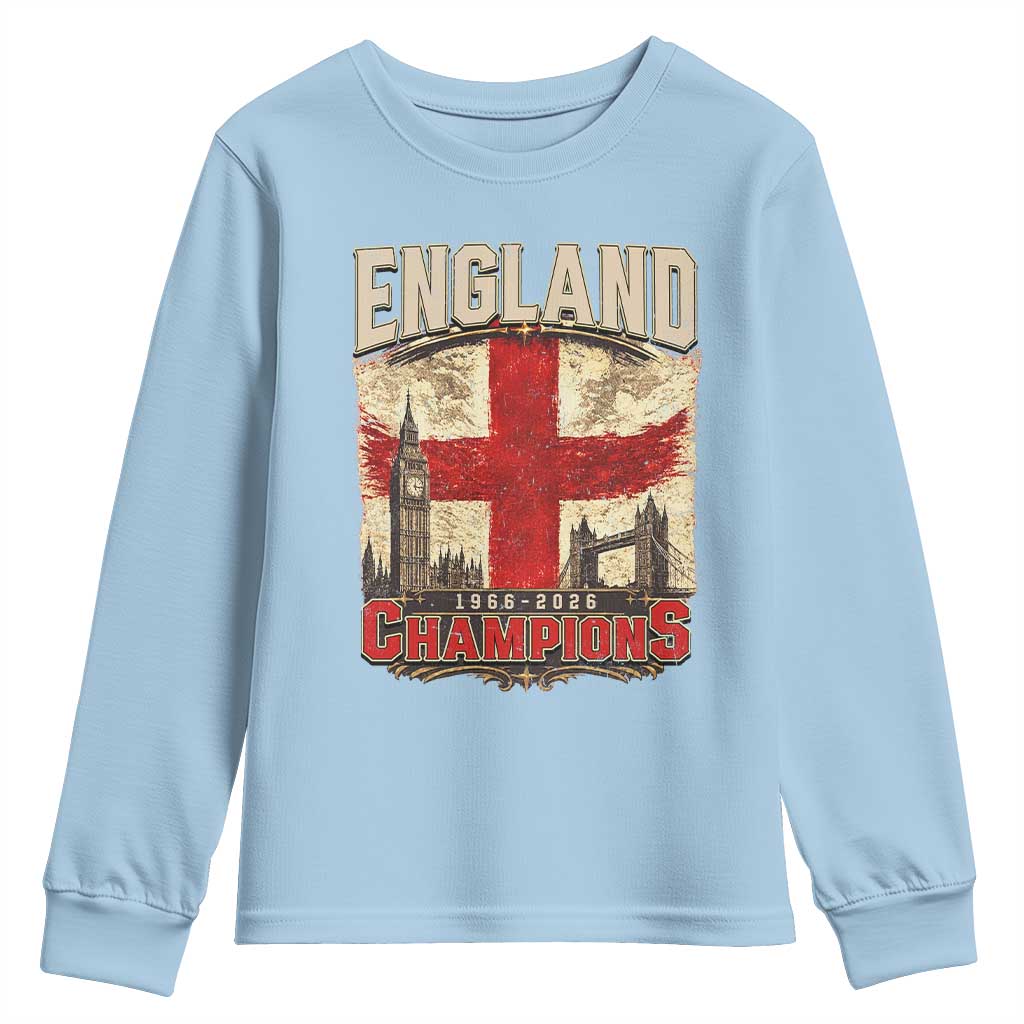 Vintage England Champions Youth Sweatshirt Proud Football Fan Heritage