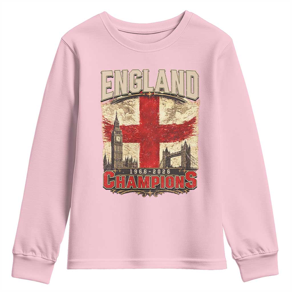 Vintage England Champions Youth Sweatshirt Proud Football Fan Heritage