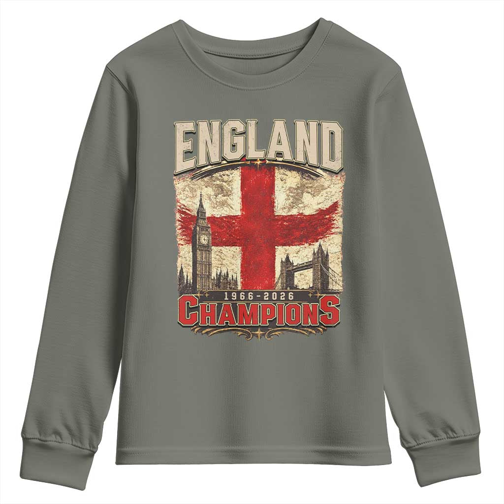Vintage England Champions Youth Sweatshirt Proud Football Fan Heritage