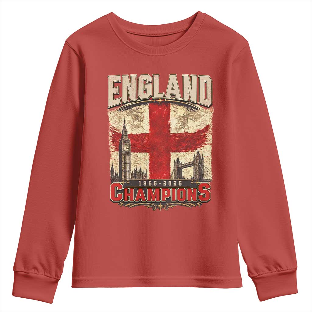 Vintage England Champions Youth Sweatshirt Proud Football Fan Heritage