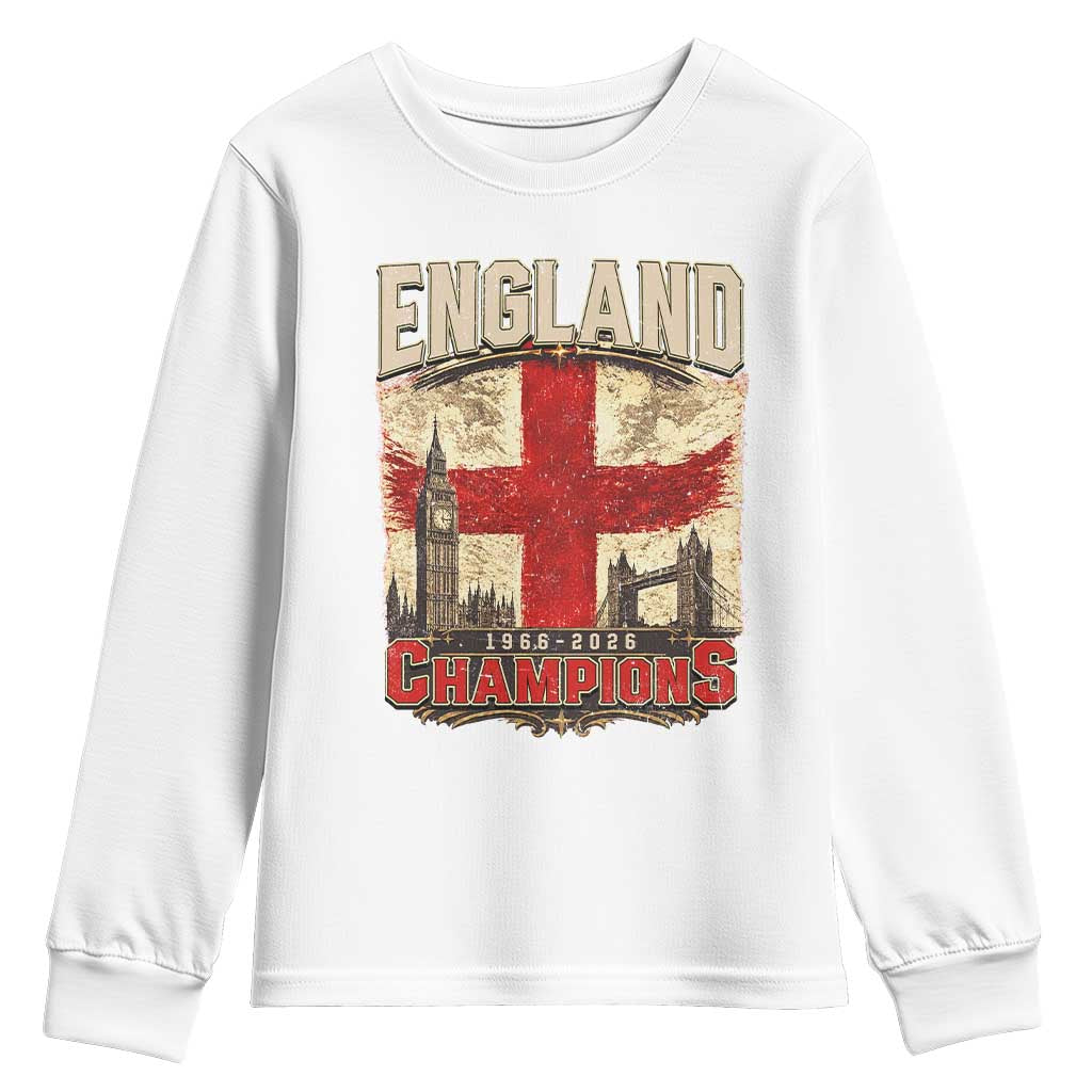 Vintage England Champions Youth Sweatshirt Proud Football Fan Heritage