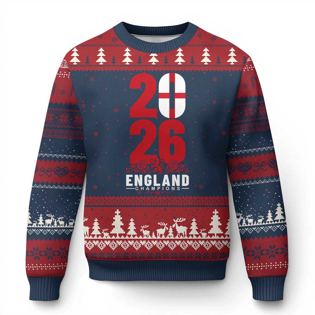 Vintage England Champions Ugly Christmas Sweater Football Supporter Graphic