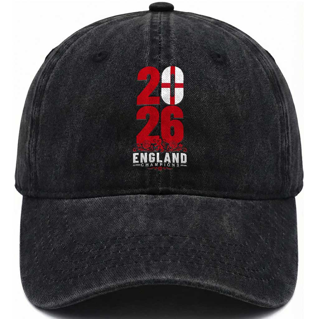 Vintage England Champions Washed Cotton Baseball Cap Football Supporter Graphic