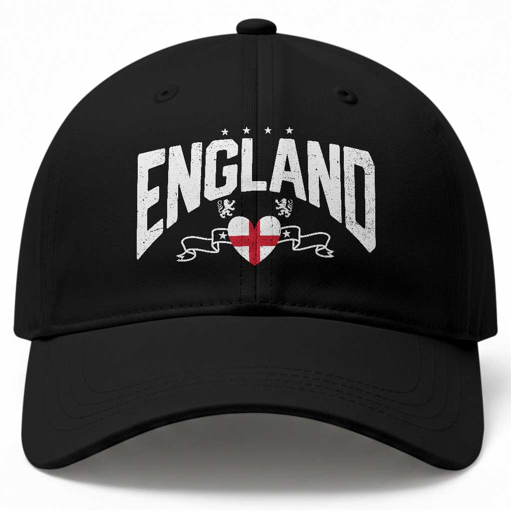England Flag Heart Baseball Cap Patriotic English Pride Graphic Gift