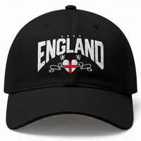 England Flag Heart Baseball Cap Patriotic English Pride Graphic Gift
