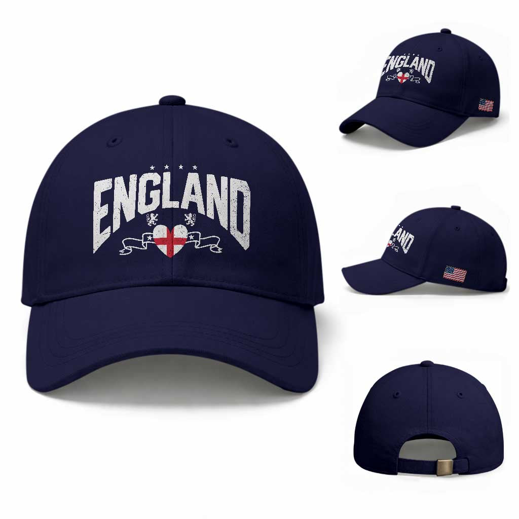 England Flag Heart Baseball Cap Patriotic English Pride Graphic Gift