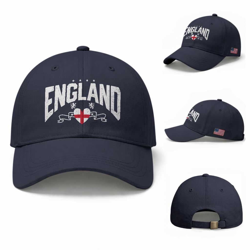 England Flag Heart Baseball Cap Patriotic English Pride Graphic Gift