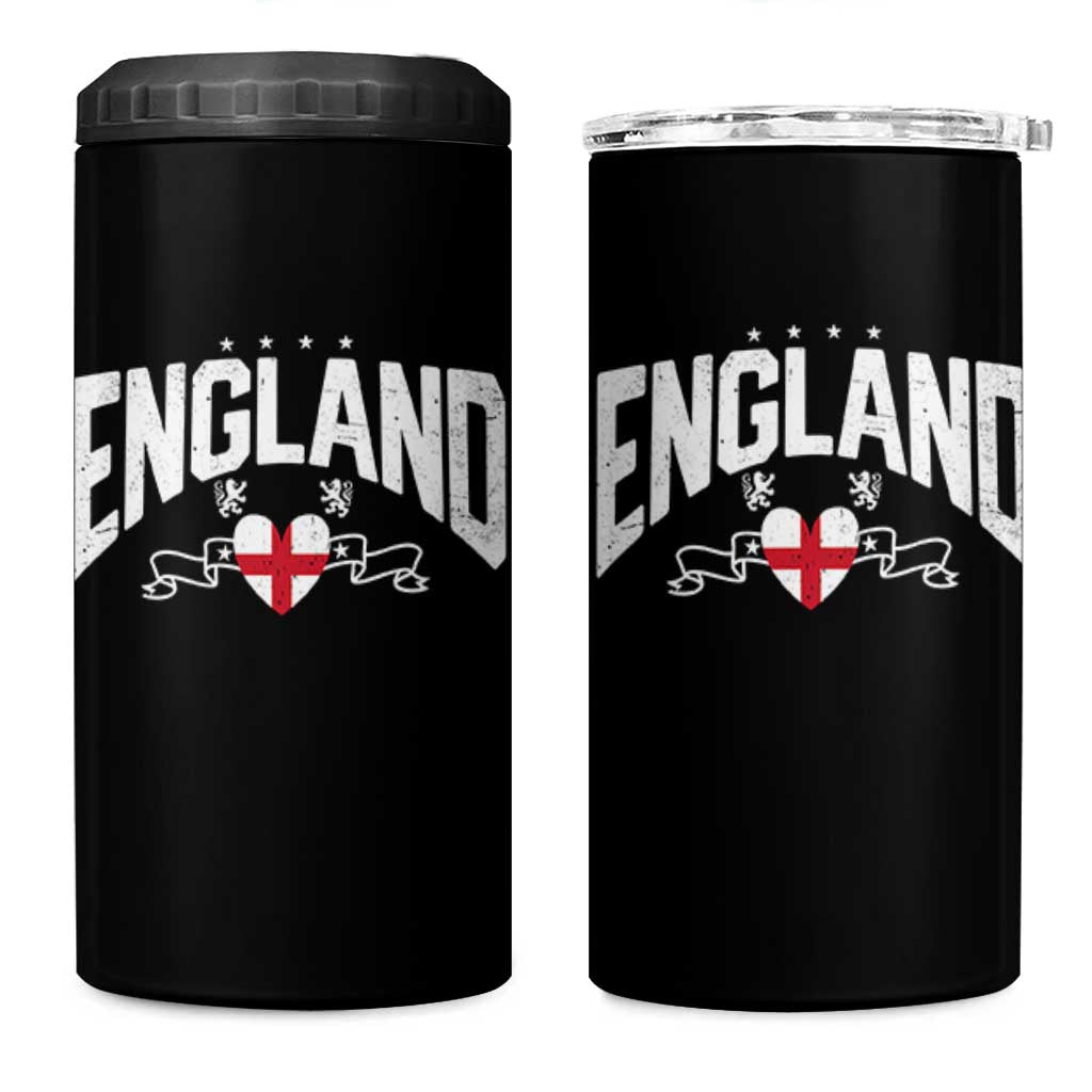 England Flag Heart 4 in 1 Can Cooler Tumbler Patriotic English Pride Graphic Gift