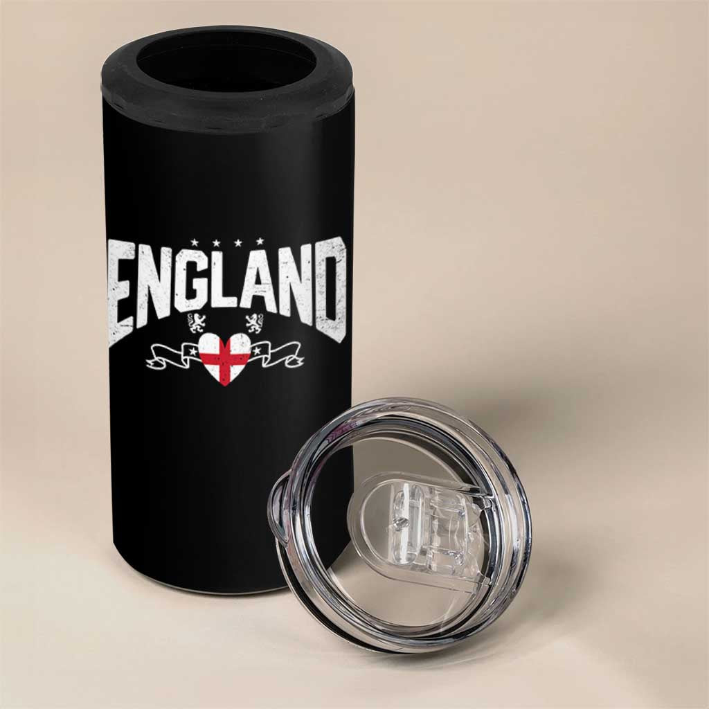 England Flag Heart 4 in 1 Can Cooler Tumbler Patriotic English Pride Graphic Gift