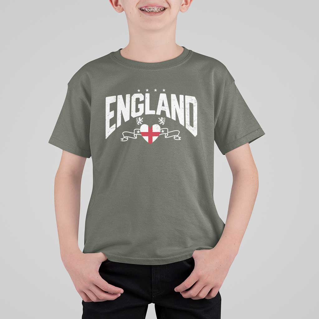 England Flag Heart T Shirt For Kid Patriotic English Pride Graphic Gift
